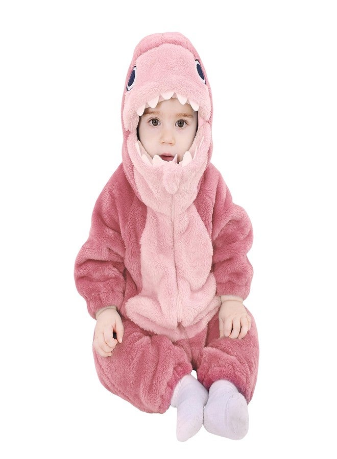 TONWHAR Toddlers Animal Costume Unisex Baby's Warm Halloween Outfits Kids Dress Up Jumpsuits Rompers(5T,Pink Shark) - Image 1